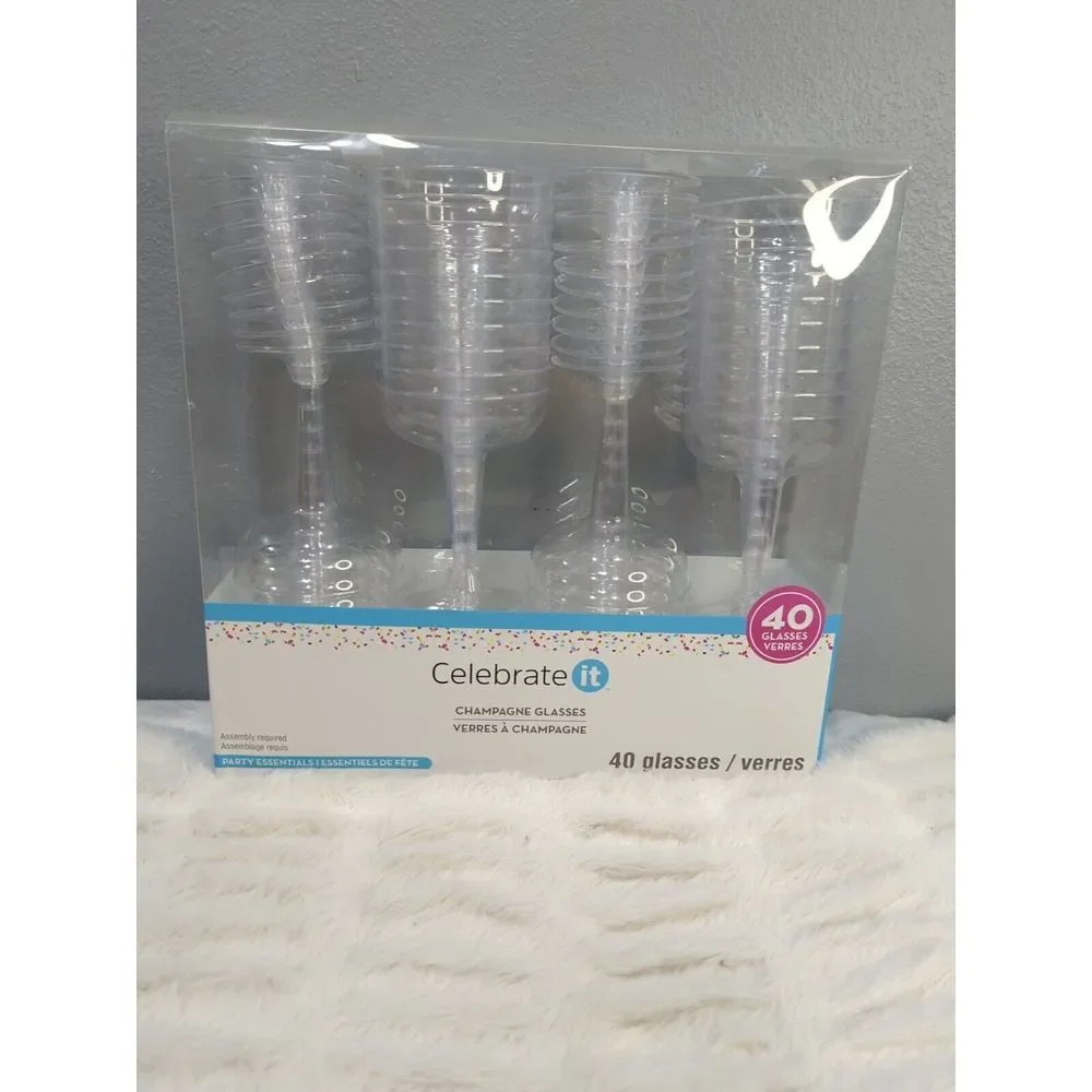 NIB Celebrate It ‎ Plastic Champagne Glasses Count 40 4.5 Fl Oz